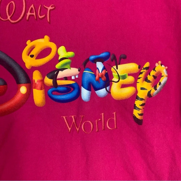 Vintage Walt Disney World Mickey Inc. T-Shirt Adult Size XLarge  Hot Pink Cotton - Picture 7 of 11